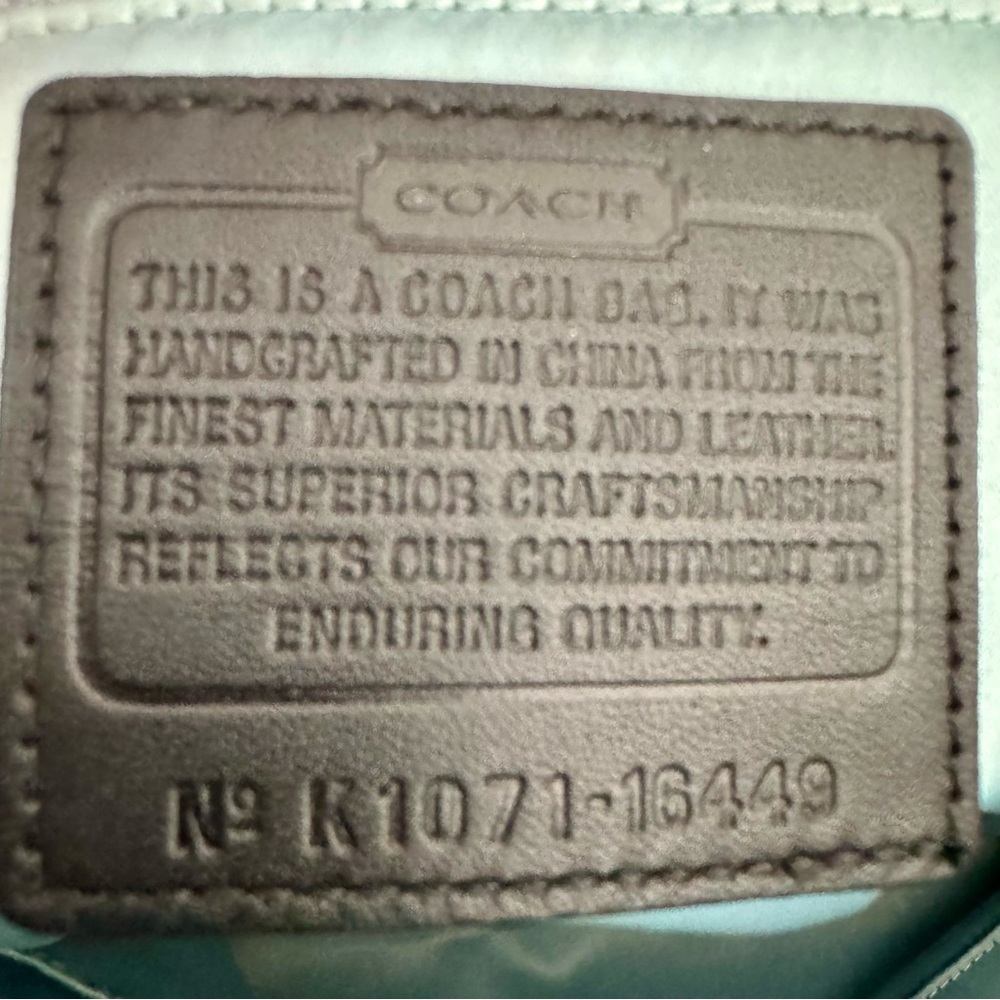 SOLD Coach Colette Signature Overlay Leather Tote – Olive & Black (16449) - Picture 10 of 17